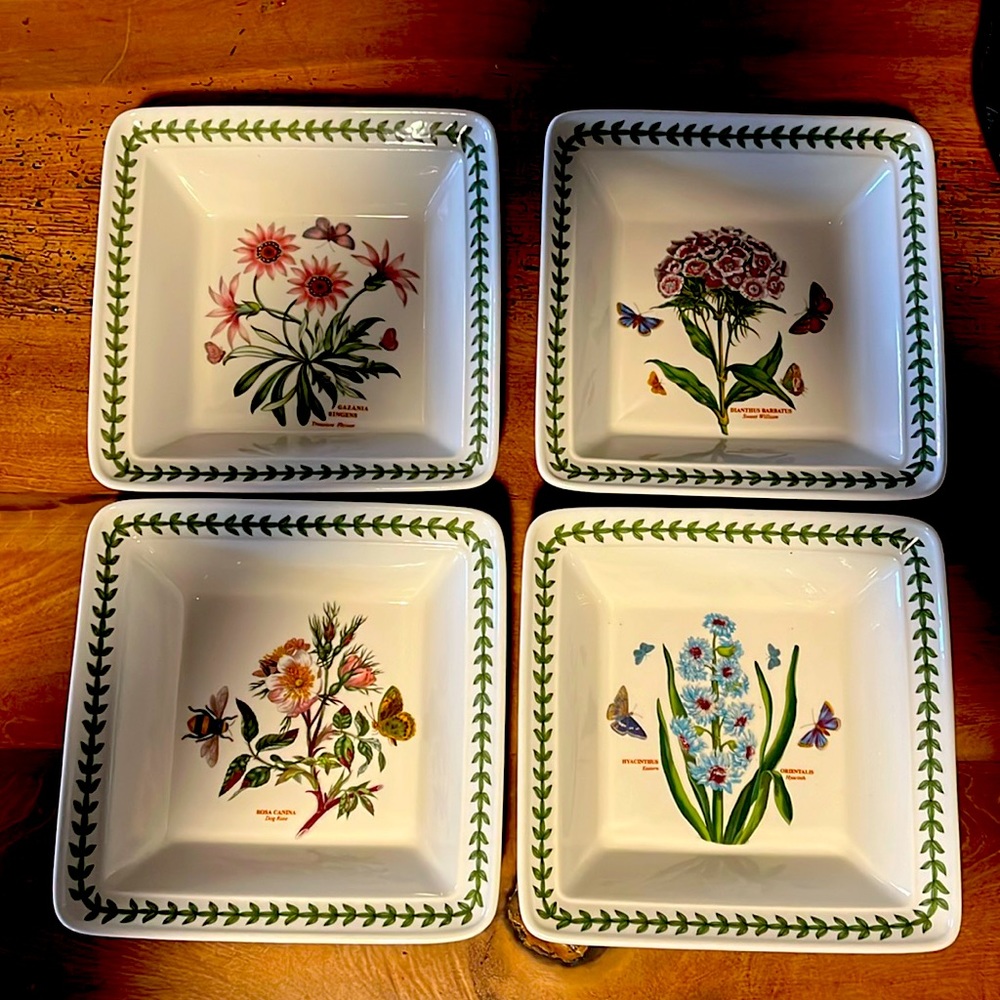 Portmeirion Botanical Garden Square 7 1/2” Square Bowl Set of 4